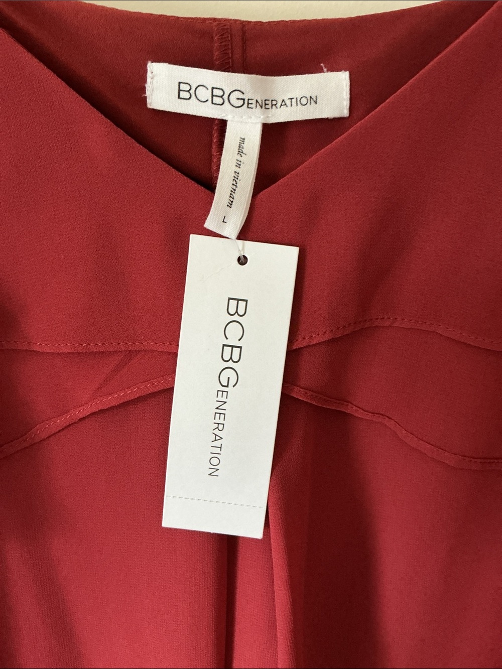BCBGeneration Red Ruffle-Front Spaghetti Strap Top - Picture 3 of 5
